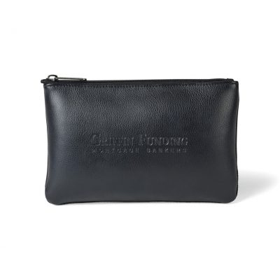 Travis & Wells® Leather Zippered Pouch - Black