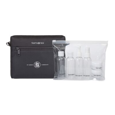 Samsonite Zippered Pouch and 6 Piece Travel Bottle Set - Black