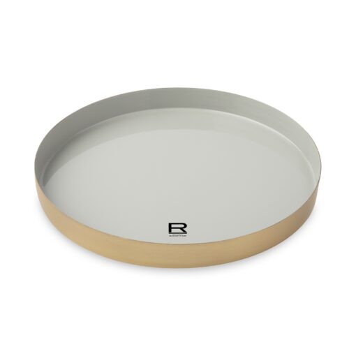 Be Home® Luxe Round Enamel Tray - Moonbeam-Matte Gold
