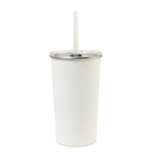 Arlo Classics Stainless Steel Tumbler with Straw - 20 Oz. - White-2