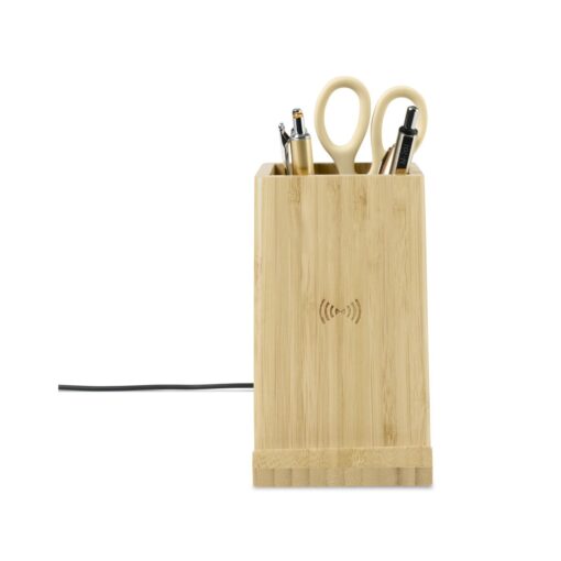 Auden Bamboo Wireless Charging Pencil Cup - Bamboo-2