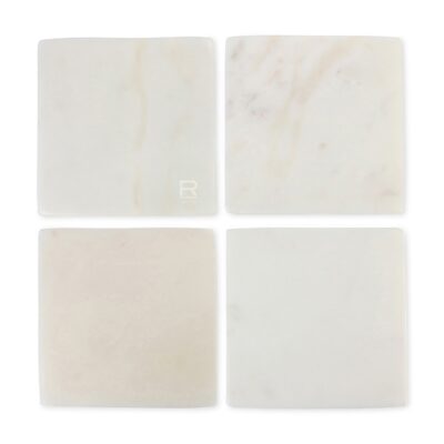 Be Home® White Marble Square Coasters Set - Marble-1