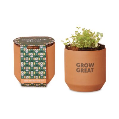 Modern Sprout® Tiny Terracotta Grow Kit Good Luck Clover - Terracotta-1