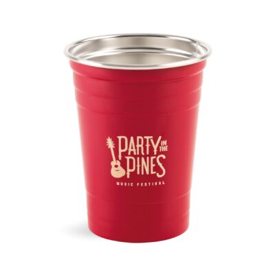 Party Time Stainless Tumbler - 17 Oz. - Red-1