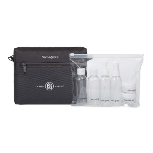 Samsonite Zippered Pouch and 6 Piece Travel Bottle Set - Black-1