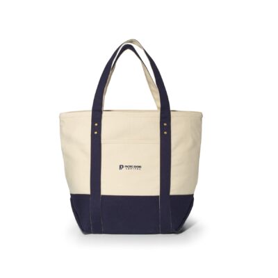 Seaside Zippered Cotton Tote - Navy Blue-1