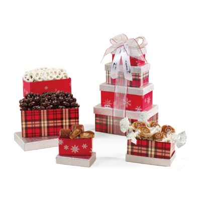 Holiday Treats Tower - Silver & Red Plaid-1